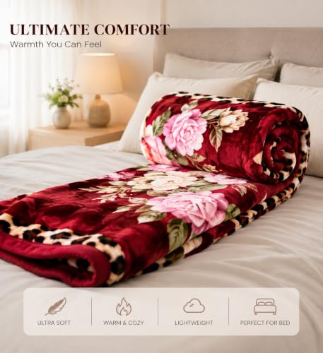 Image of Floral Single Bed Blanket 500 TC Super Soft Premium Microfiber Blanket, 63 x 85 Inches, Warm & Lightweight Winter Blanket, Soft Cozy AC Blanket, All Season Bed Blanket for Home & Travel