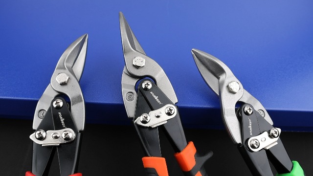 HORUSDY 3 Pack Aviation Tin Snips Set, 10 Inch Metal Straight Cut