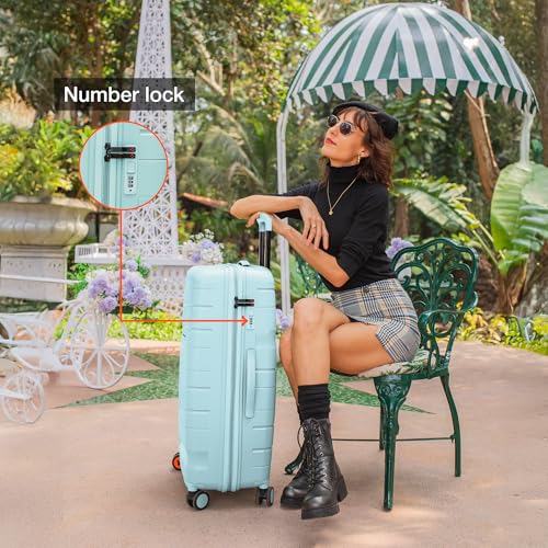 Image of Nasher Miles Paris Hard-Sided Polypropylene Double Spinner Check-in Luggage 28 inch | 75cm | 8 Wheels Large Trolley Bag for Travel | Suitcase (Pastel Green)