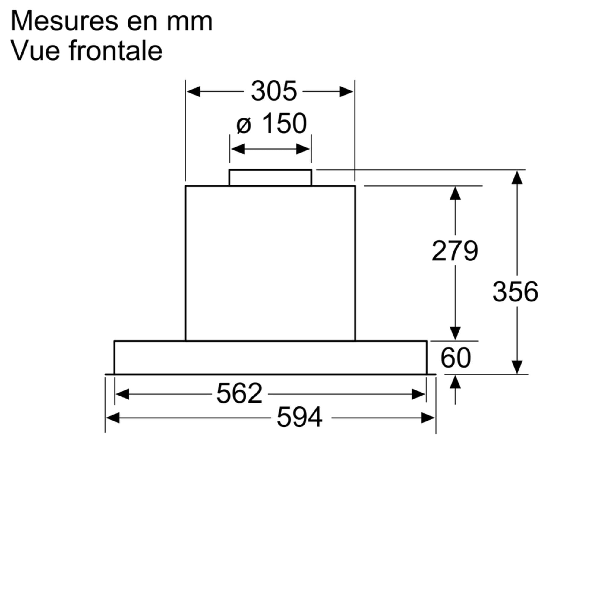 Bosch DBB66AF50, Hotte intégré Série 4, 3 vitesses d'aspiration, 60cm, Inox