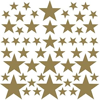 PREMYO Set of 54 Star Wall Stickers Kids - Nursery Decor Easy to Apply - Decals for Bedrooms for Girls Boys Grey