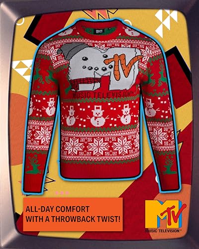 Mtv Mens Ugly Christmas Sweater Long Sleeve Crewneck Pullover Sweater | Soft 100% Acrylic Knit Sweater Fabric, Crew Neck, Long Sleeve, Regular Fit Through The Body 2 Mtv Mens Ugly Christmas Sweater Long Sleeve Crewneck Pullover Sweater | Soft 100% Acrylic Knit Sweater Fabric, Crew Neck, Long Sleeve, Regular Fit Through The Body - Image 3