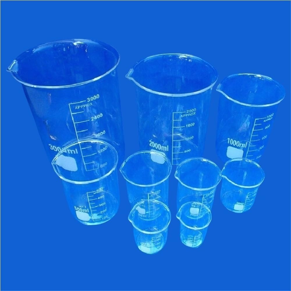 Laborglasbehälter 3000 ml Becherglas, Laborbedarf, transparentes aus Borosilikatglas, verdickt, mit Ausguss, 1 Stück