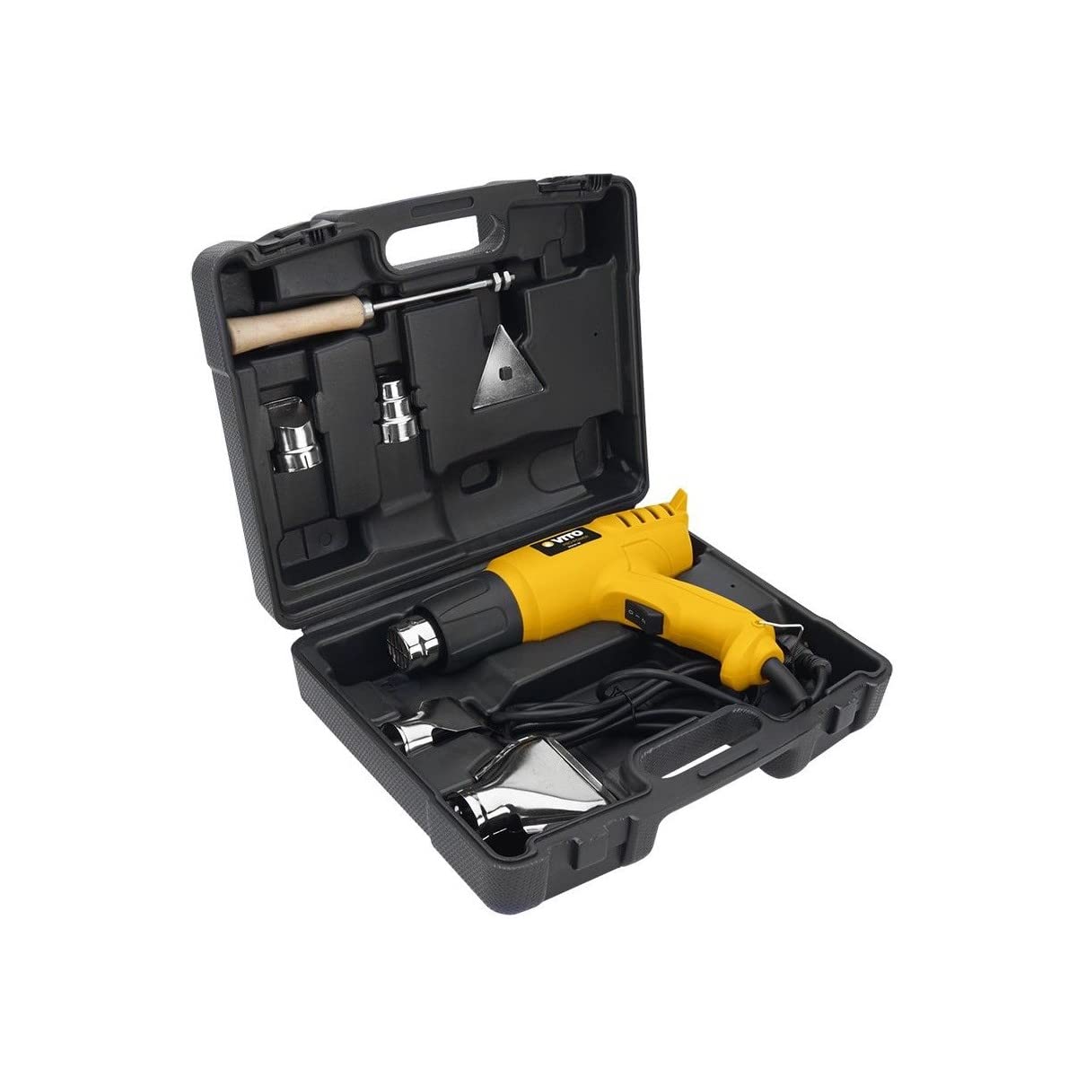 Pistola de calor Vito 2000 W + maletín 5 accesorios – 2 temperatures y caudal de aire elegir