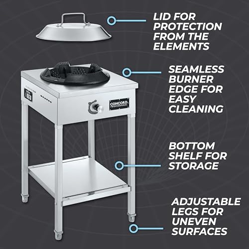 concord professional vortex burner stainless steel commercial wok range single burner outdoor propane stove great for stir fry outdoor kitchen asian cuisine