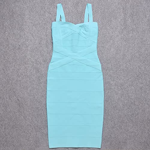 Image of Midi-Calf Solid Color Spaghetti Strap Rayon Bandage Dress