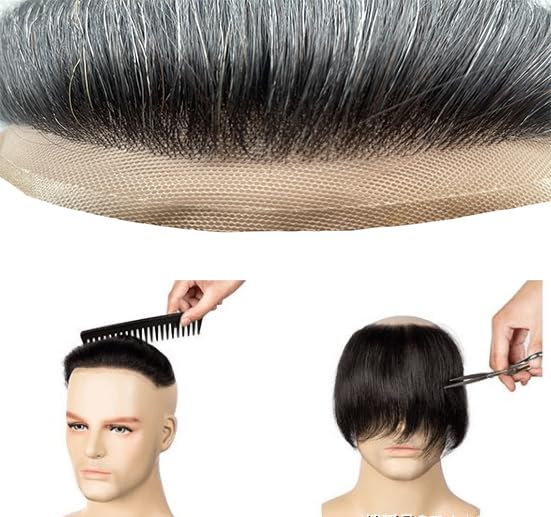 Miniatura 5 de Toupee - Pelucas de cabello humano para hombre, tupé europeo virgen, unidades de cabello humano ondulado, peluca para hombre, sistema de reemplazo