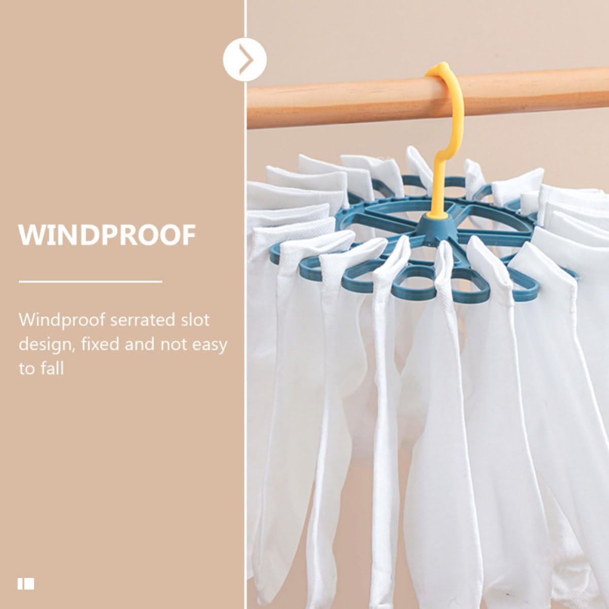 2pcs Multi-purpose Sock Hanger Drying Rack, 20 Clip PP Rotating Blue
