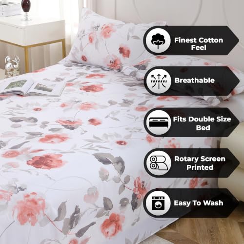 Image of Dew Cotton Bedsheet for Double Bed 160 TC 250 x 225 CM, White