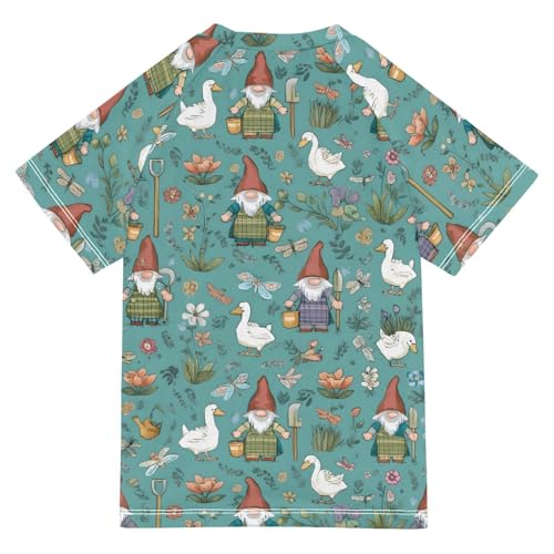 ALAZA Kids Rash Guard Boys Toddler Swim Shirts Short Sleeve Gnome Duck Cute UPF 50+ 3T2