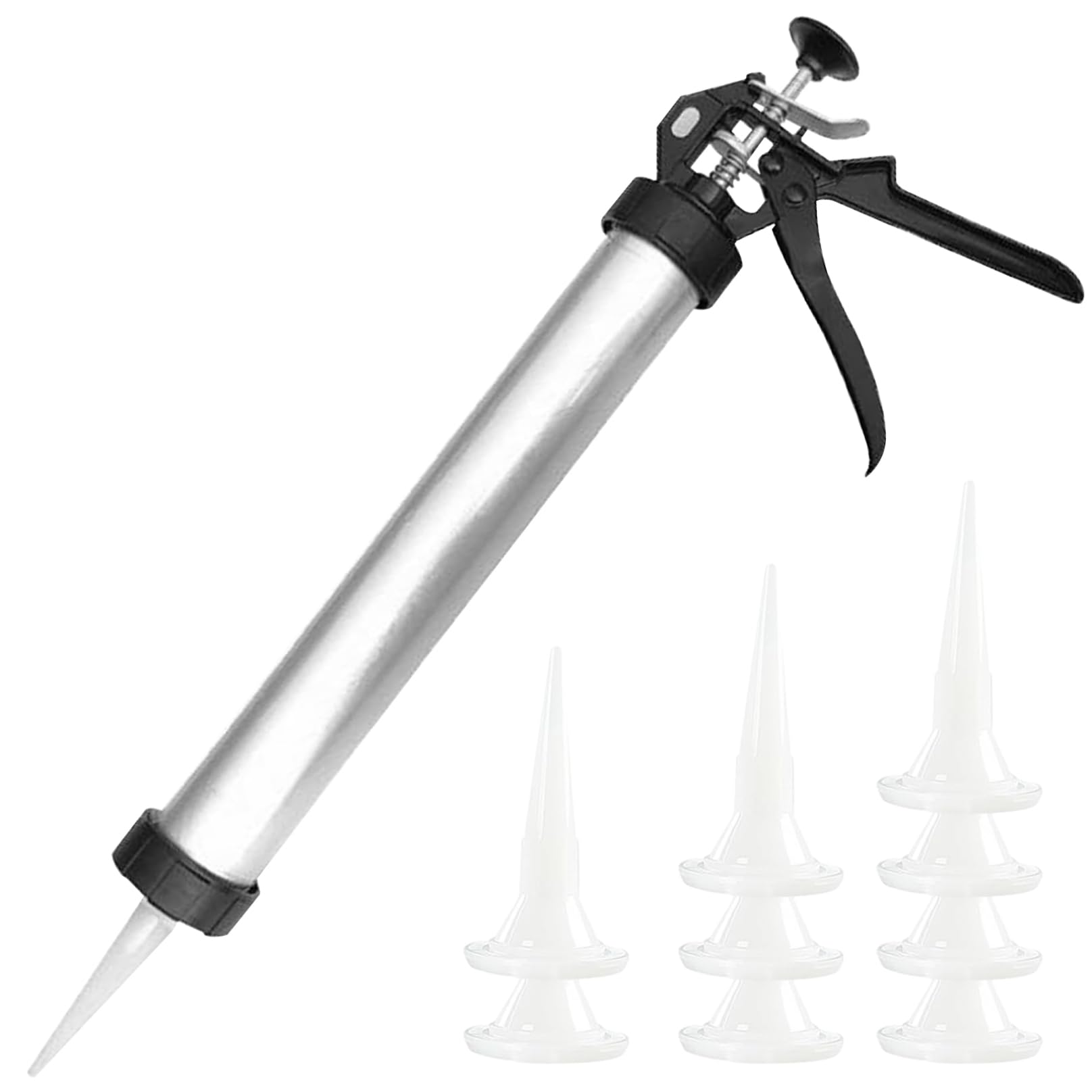 Cakeeyum With 10 Nozzles Caulking Tool Gun, 20 Oz Sausage Caulking Guns, Soft And Hard Glue Gun Adhesive Sealant Tool Kit Guns Household Tools, Caul