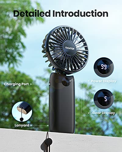 Gaiatop Handheld Mini Portable Fan, 4000 Mah Foldable Desk Fan, Rechargeable Usb Small Fan, Battery Operated Cute Personal Cooling Lash Fan For Women, Makeup, Office, Travel, Outdoor Black #TOP6