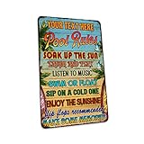 Personalized Pool Rules Sign Backyard Oasis Patio Summer Poolhouse Decor Outdoor Hot Tub BBQ Tiki Poolside Paradise Porch Décor 108122002007