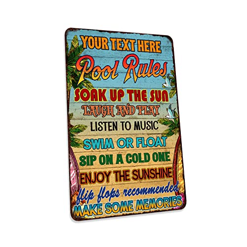 Personalized Pool Rules Sign Backyard Oasis Patio Summer Poolhouse Decor