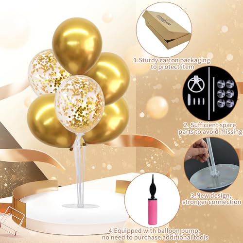 TONIFUL 4 Set Gold Balloon Centerpieces for Table, Balloon Stand Kit for Party Decorations, 40th 50th 60th 70 th Birthday Decorations Retirement Anniversary Graduation Decoration 2026 New Years Eve - Image 6