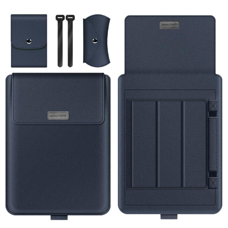Image of TechTrendz Premium 3 in 1 Multifunction Slim PU Leather Laptop Sleeve Bag for MacBook Neo 13 inch (A18 Pro Chip,2026) A3404, Laptop Cover Bag 11-14 Inch (with Integrated Mouse Pad) - Dark Blue