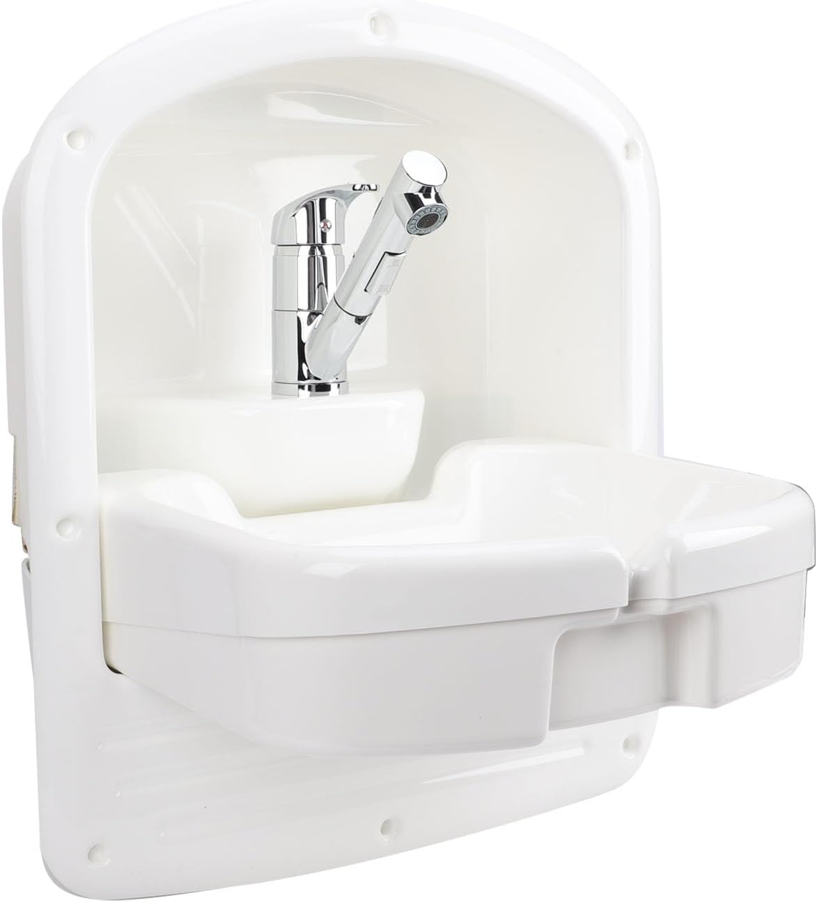 RV Bathroom Basin Sink, Foldable Acrylic Sink with Faucet, Drainage Outlet for Boat, Camping Kitchen Vehicle