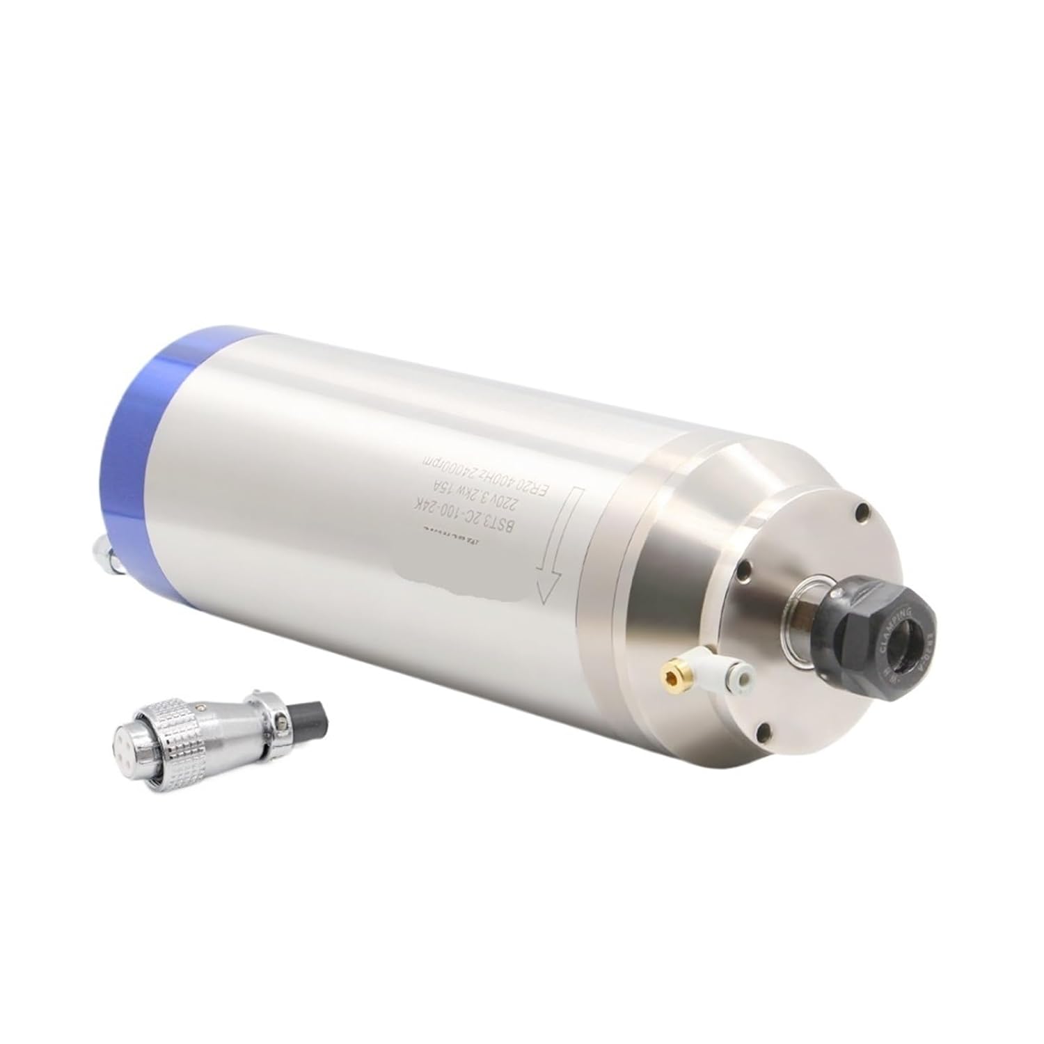 3.2kw ER20 Spindle Motor Water Cooling Gas Nozzle Bullet Type Stone Working 4pcs Ceramic Ball Bearings 220v/380v