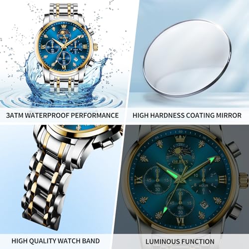 Image of OLEVS Watches for Men Dress Chronograph Luxury Stainless Steel Big Face