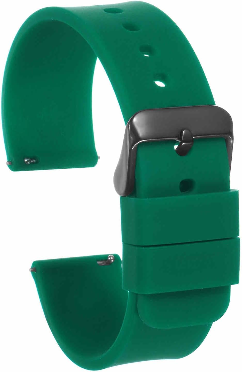 Silicone Watch Band Quick Release Soft Rubber Replacement Watch Strap with Stainless Steel Buckle for Men Women