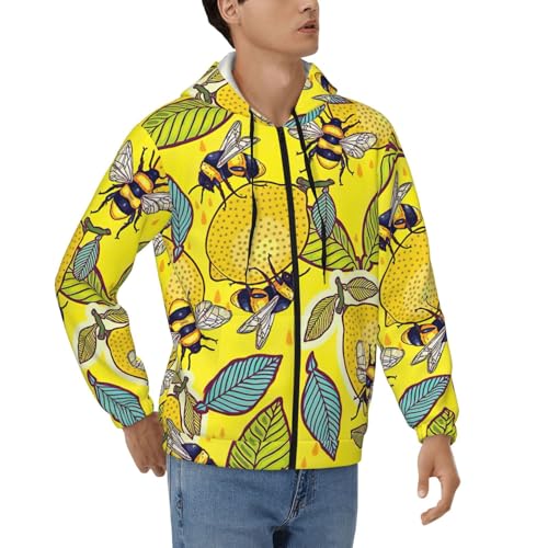 Sweatshirt outwear jaune citron imprimé abeille veste zippée