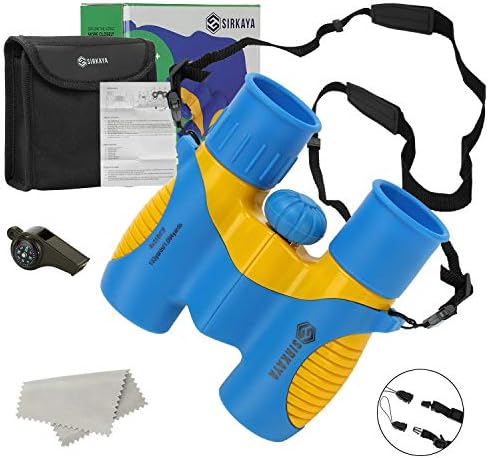 Sirkaya Kids Binoculars High Resolution 8x21 with 3in1 Educational Kit & Upgraded Breakaway Strap. Top in Bird Watching, Exploring, Scout, Camping, Hiking, Hunting, Outdoor Gifts/Toys for Boys & Girls