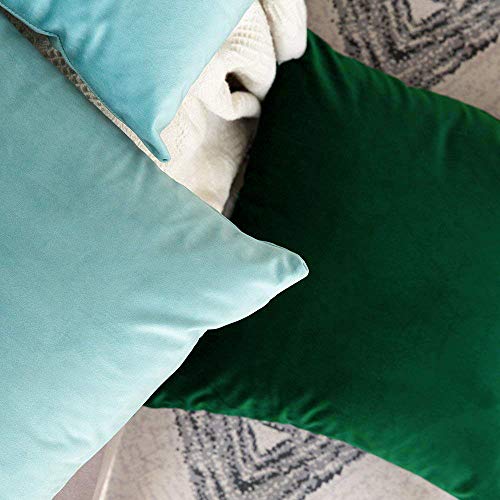 Image of Khooti Velvet Cushion Cover Pack of 1-24 inch x 24 inch / 61 x 61 cm - Army Green - Soft Pillow Covers Cushion Case for Sofa Bedroom Livingroom Chair Car, Cushion Cover