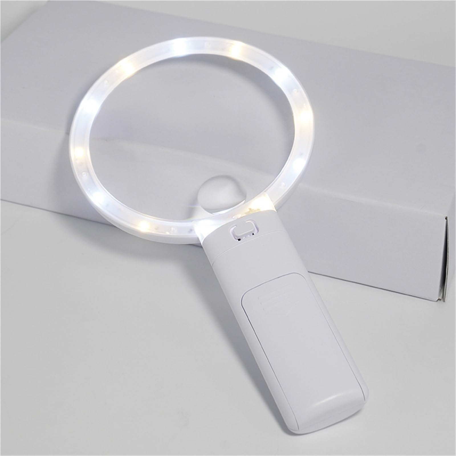 Lupa 3X con luz LED, Lupa de Mano para Personas Mayores, para Leer y observar, con Mango, Color Blanco, para Hacer mapas, manuales, Estudiantes, Monedas, Joyas, exploradores. Regal