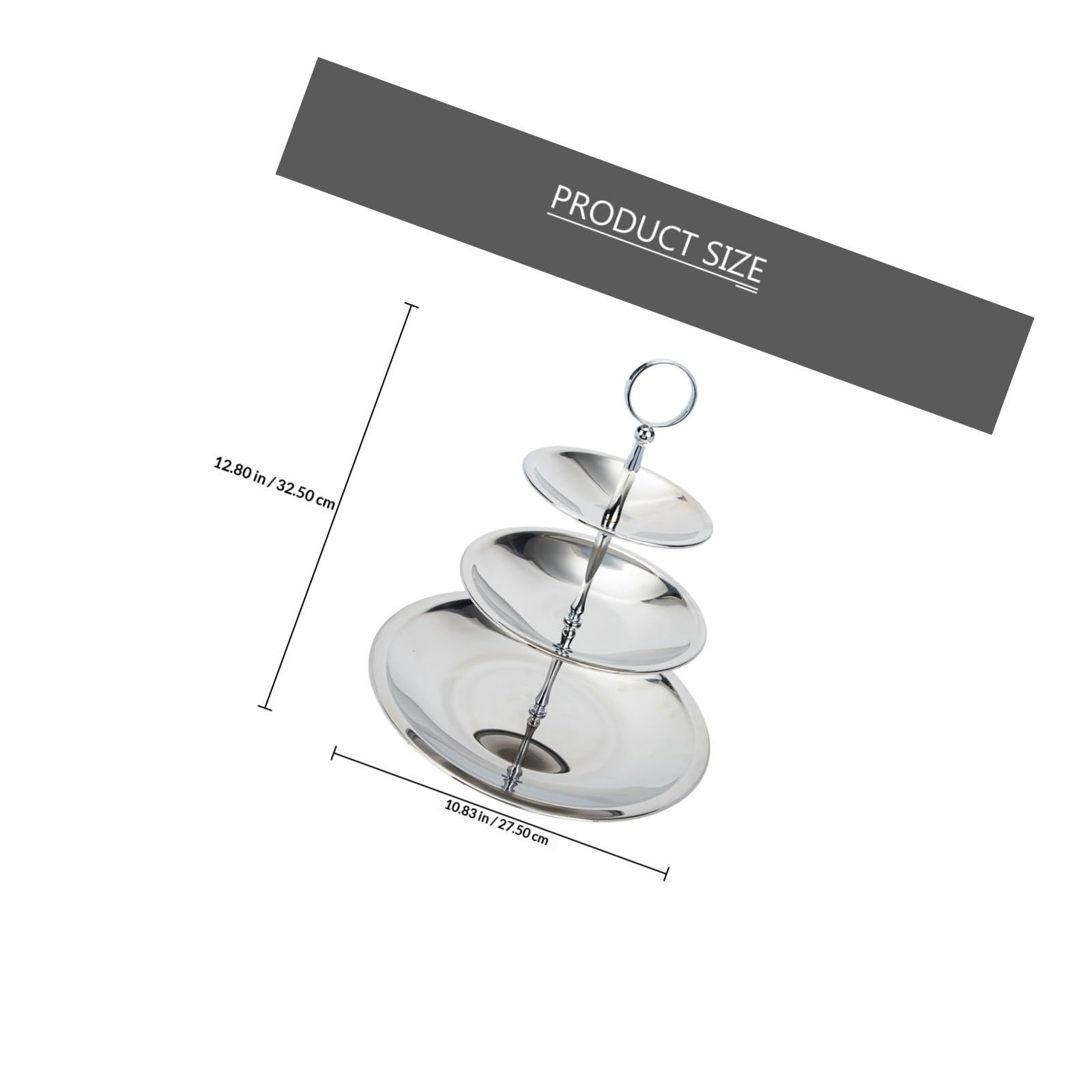 PRETYZOOM Alzatina per Dolci a 3 Piani in Acciaio Inossidabile Argento, Supporto per Servire Snack Piatti Smontabili, per Casa e Picnic