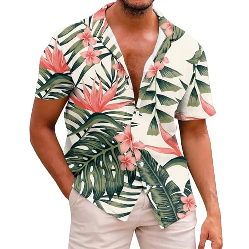 Camisa hawaiana para hombre, ligera, divertida, de manga corta, con botones, para verano, fina, hawaiana, playa, playa, vacaciones, floral, clásica, casual, ajuste regular, camisas tropicales de
