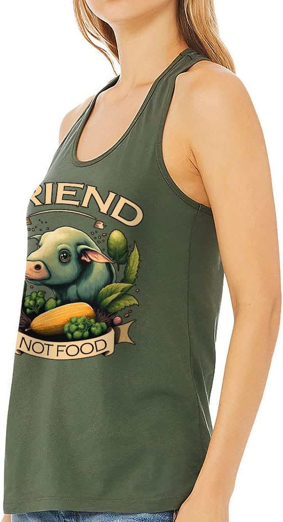 Friend Not Food Women's Racerback Tank - Cartoon Tank Top - Cute Workout Tank