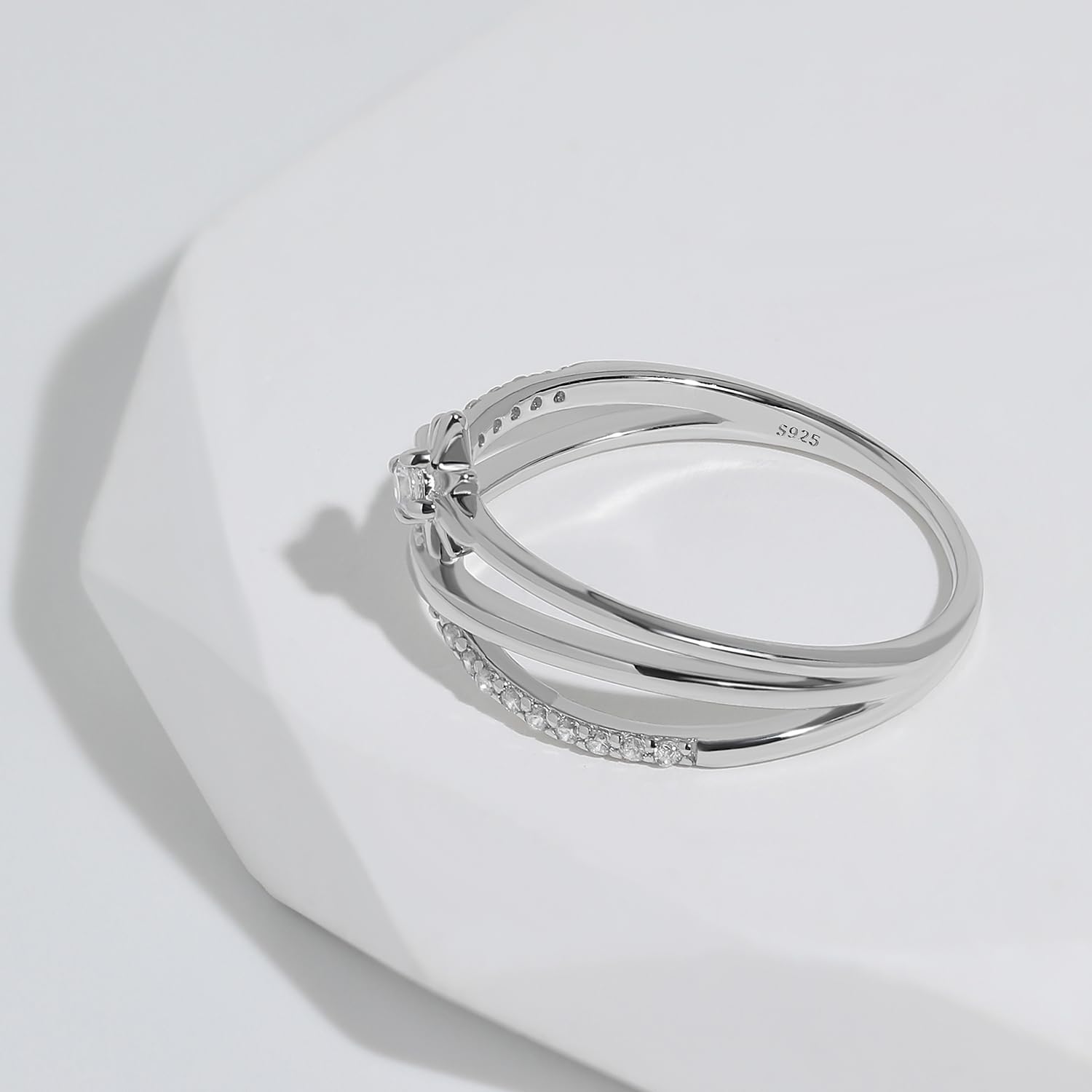 Meissa Anello Donna Argento 925 Stella Anello Abbraccio Anello Regolabile Donna con Zirconia cubica Delicato Anello Infinito Compleanno Anniversario Regali di Gioielli per Moglie