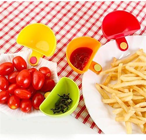Small Sauce Dish - Dipping Saucers - 4 Pieces Assorted Salad Saucer Ketchup Jam Dip Clip Cup Bowl Saucer Tableware Kitchen Tool - Soy Sauce Saucer
