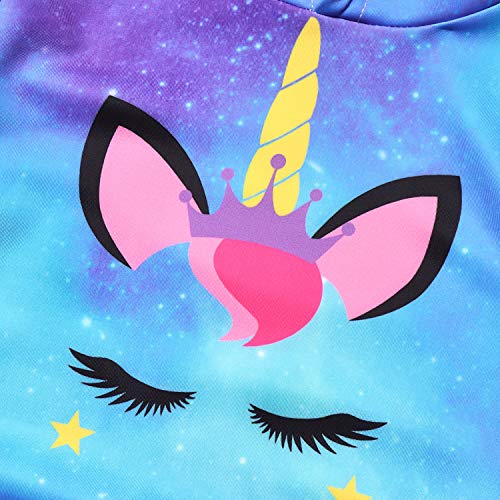 Littler Girls Long Sleeve Starry Unicorn Hoodie Starry Pullover Sweatshirt Size 8 9T #TOP3