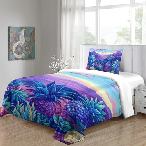 Housse de couette ananas impression 3D parure lit microfibre - 5