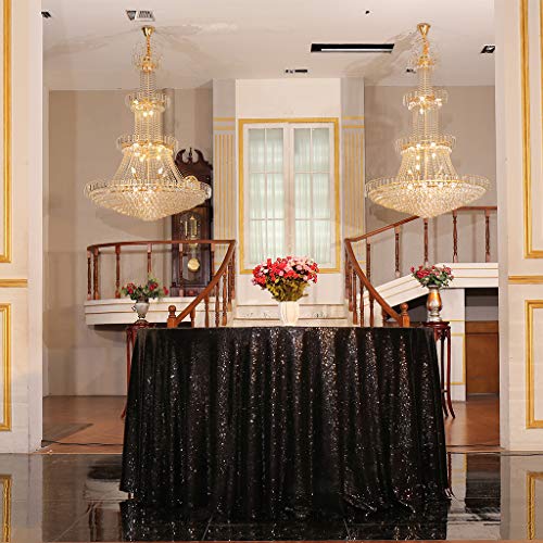 Juya Delight 120-Inch Round Black Sequin Tablecloth for Wedding Birthday Party Festival Ceremony Dessert Table by Juya Delight - Used condition - US$41.79