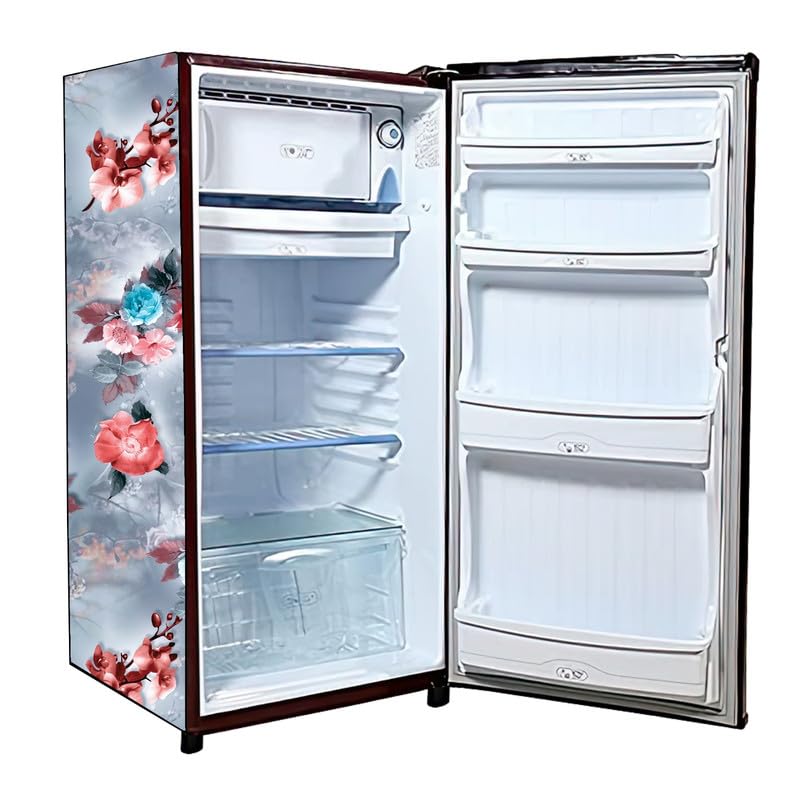 MAHAL CREATION PVC Single Door Fridge Cover 190-Litres Waterproof, Dustproof, Compatible for All Brand Models, Grey.