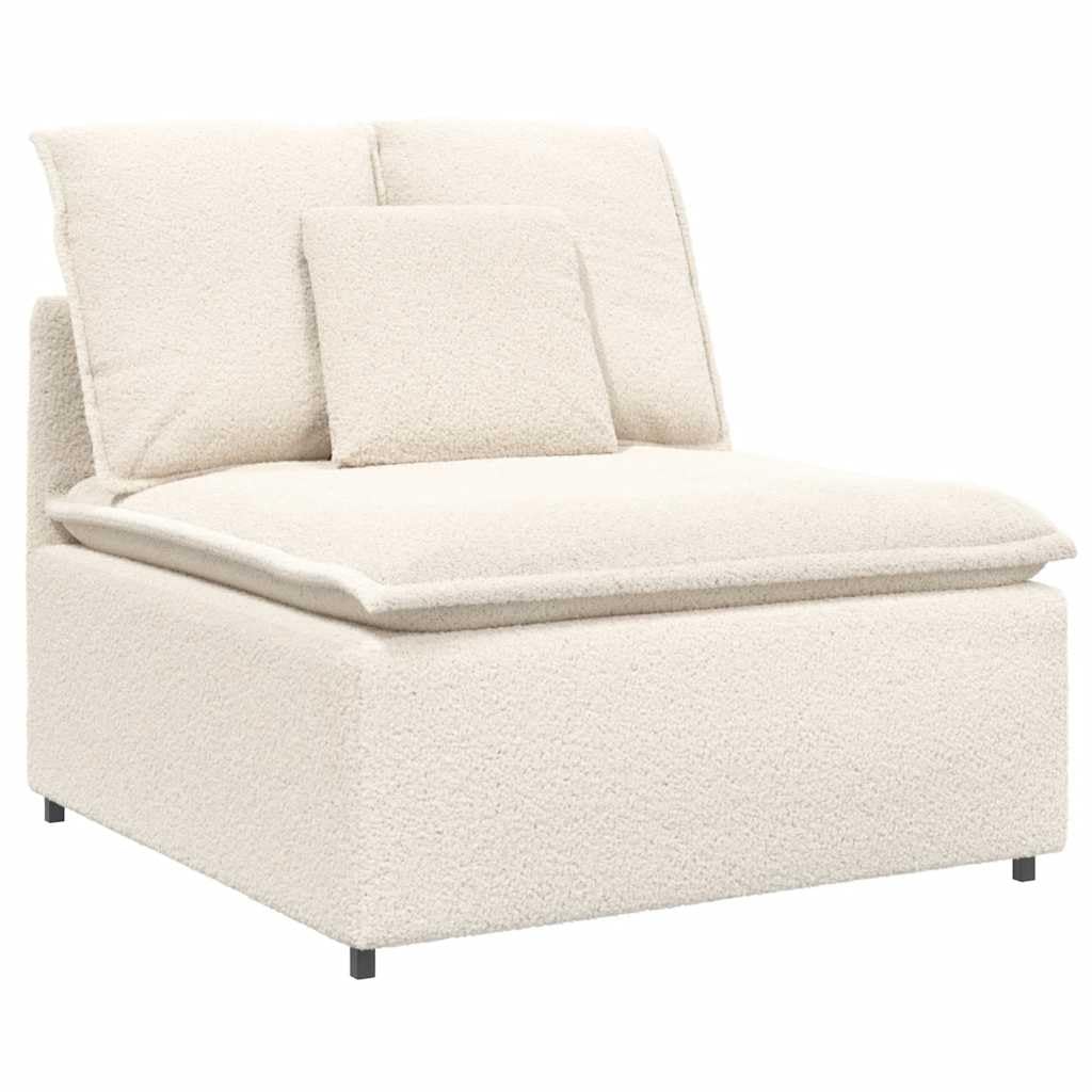 Sofá modular con cojín de tela en imitación de lana de cordero color crema, 317 x 217 x 64 cm, 4 piezas para salón, esquina acolchada versátil con marco de metal estable y cómodo