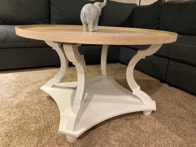 $28/mo - Finance Wnutrees Farmhouse Round Coffee Table,Wood Tray Top ...
