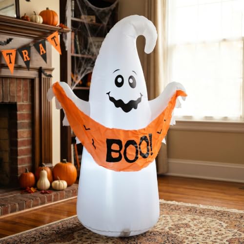 4FT Halloween Inflatable Ghost with Boo Banner,Bulit-in LEDs - image 7