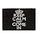 Produktbild Relaxdays Fußmatte Kokos KEEP CALM 40 x 60 cm Kokosmatte mit rutschfestem PVC Boden Fußabtreter aus Kokosfaser als Schmutzfangmatte und Sauberlaufmatte Fußabstreifer für Außen und Innen Matte, schwarz