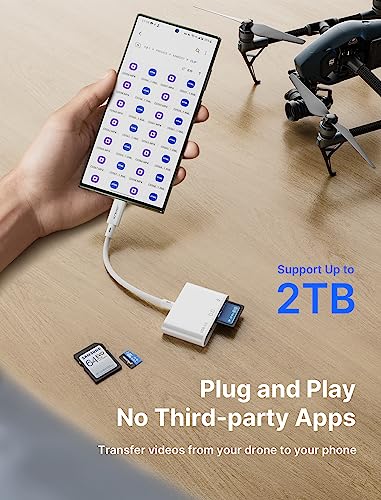 4-in-1 USB C SD Card Reader with USB 3.0 Port & Charging Port, White - Image 4