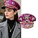 Watreketal Glinting Captain Hat Colorful Rhinestones Cool Sequins For Women Festive Costume Decorative Crystal Fashionable Headpiece
