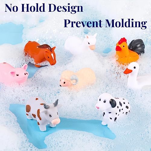 XY-WQ Bath Toys 구멍 없음, 6-12세 유아 1-3세 유아용, 구멍 없는 욕조 장난감 (동물 Ⅱ, 메시 백 포함 8개) — 사진 2