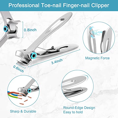 Toenail Clippers for Thick or Ingrown Nails 7Pcs Nail Clippers Kit with Pedicure Tools, Sharp Blades/Long Handled - Image 3