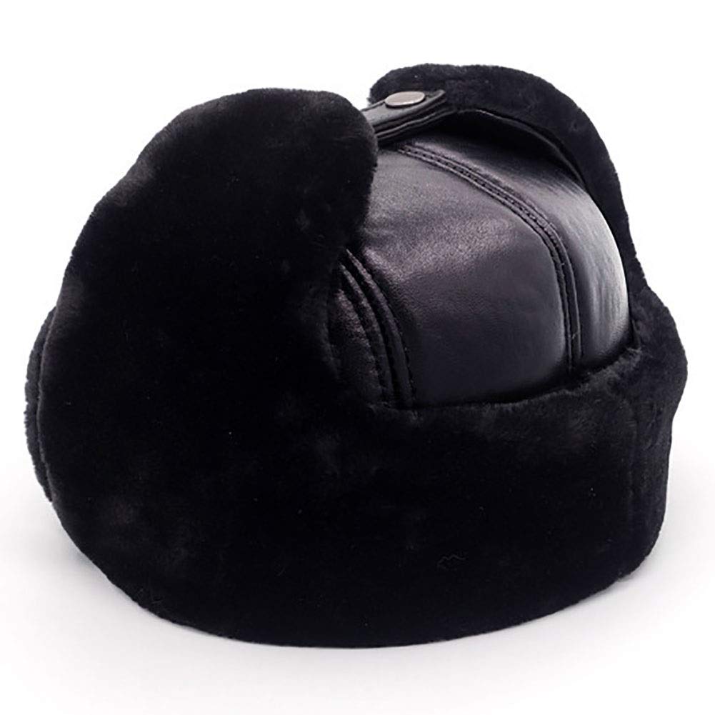 Sombreros de invierno, cuero de invierno lei feng gorra ancianos espesando piel de béisbol de piel de oveja más sombrero de terciopelo manténgalo caliente con protección contra el oído