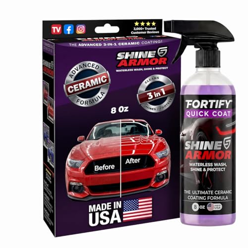 Car Wax Spray and Ceramic Coating for Cars - 3 in 1 Waterless Car Wash and Detailing - Quick Effect...