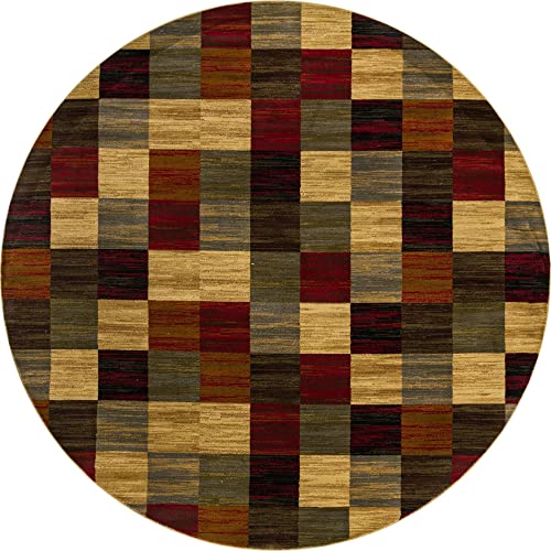 Image of Unique Loom Barista Collection Area Rug - Gava (10' Round, Multi / Brown)