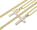 Egyptian Iced Out Ankh, Cross Pendant 20",24", 30" Chain 2 Necklace Set in Gold Tone (20" + 24" Rope Chain Set)