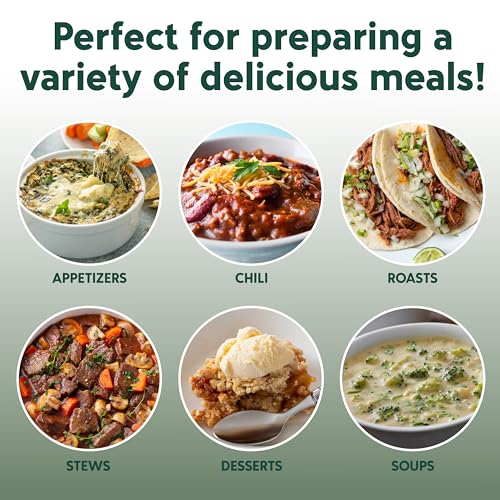 COOK-WITH-COLOR-2QT-Mini-Electric-Round-Slow-Cooker-Adjustable-Settings-Removable-Stoneware-Pot-Tempered-Glass-Lid-Dishwasher-Safe-Cool-Touch-Side-Handles-Dark-Sage COOK WITH COLOR 2QT Mini Electric Round Slow Cooker Adjustable Settings Removable Stoneware Pot Tempered Glass Lid Dishwasher Safe Cool Touch Side Handles Dark Sage
